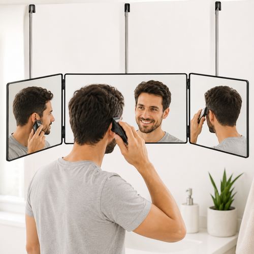 Adjustable Over-The-Door Hanging Mirror With Telescopic Stainless Steel Hooks Bowlift