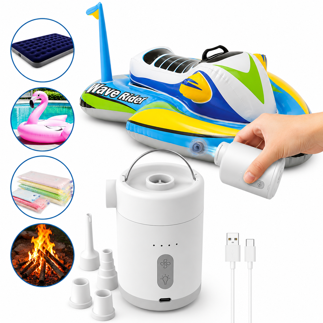 Portable Cordless Rechargeable Electric Air Pump With Multi-Nozzle Adapters Bowlift