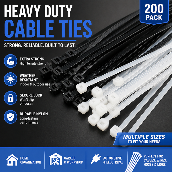 Heavy-Duty Reinforced Nylon Self-Locking Cable Ties with Serrated Strap Bowlift