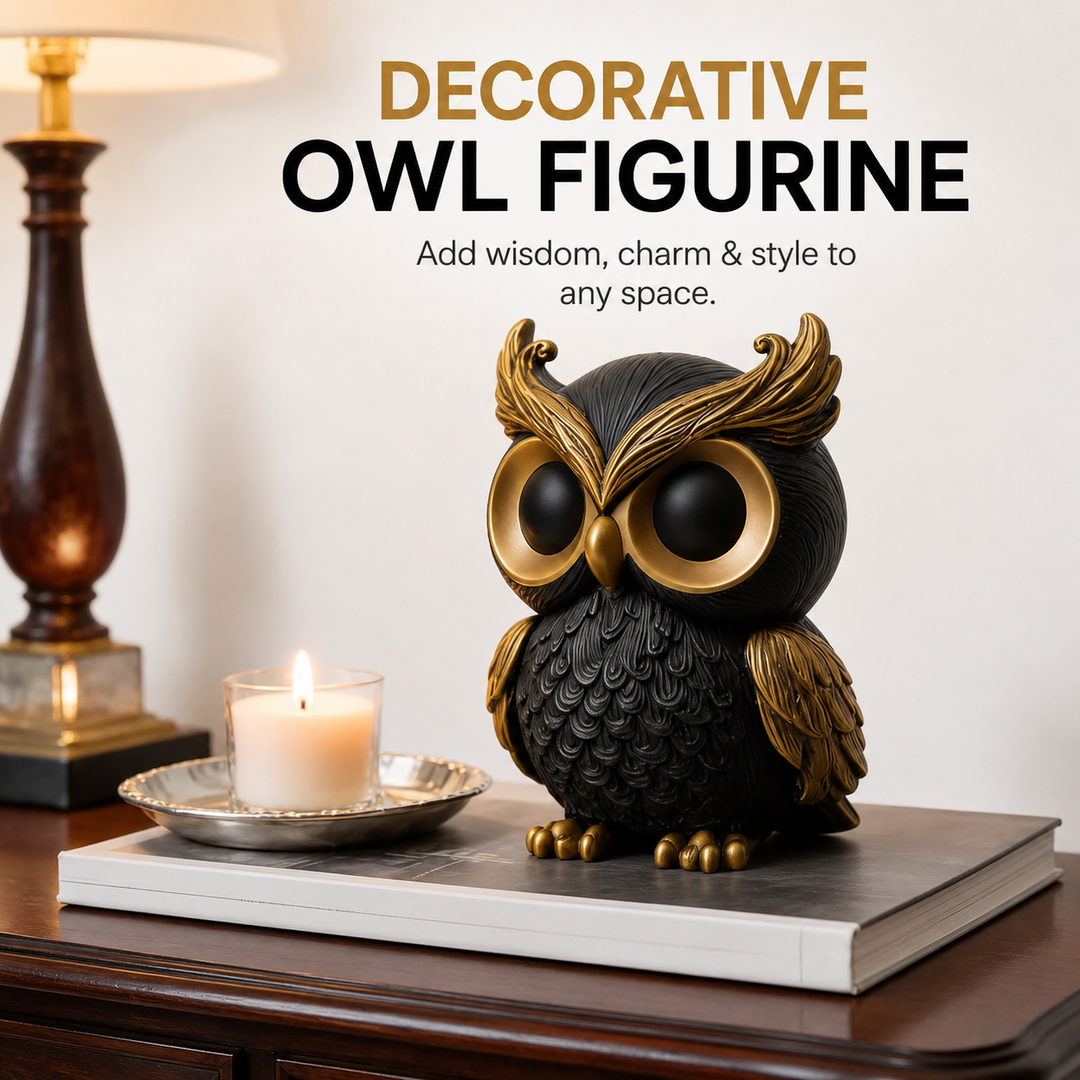 Ornamental Resin Owl Sculpture Decorative Tabletop Figurine Bowlift
