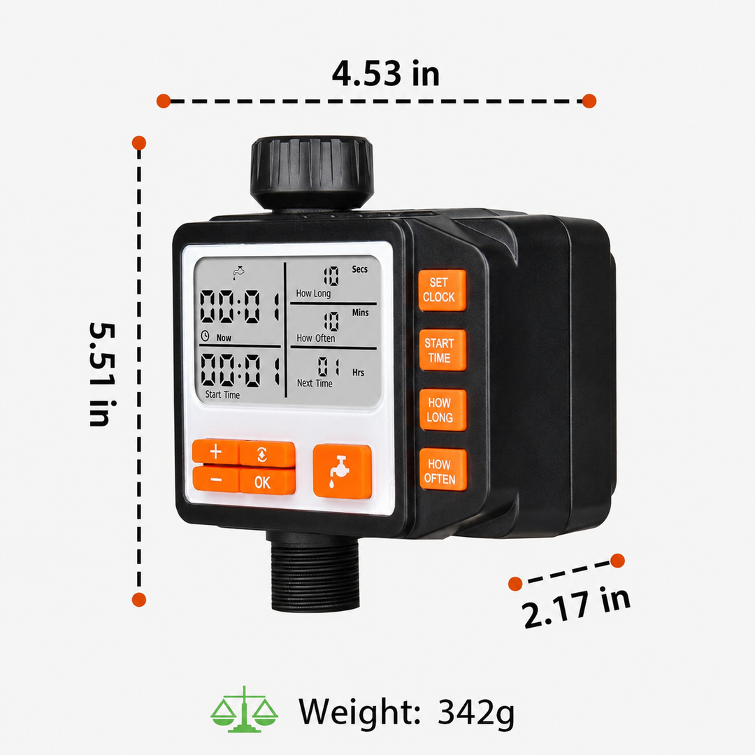 Digital Programmable Garden Hose Water Timer with Large LCD Backlit Display Bowlift