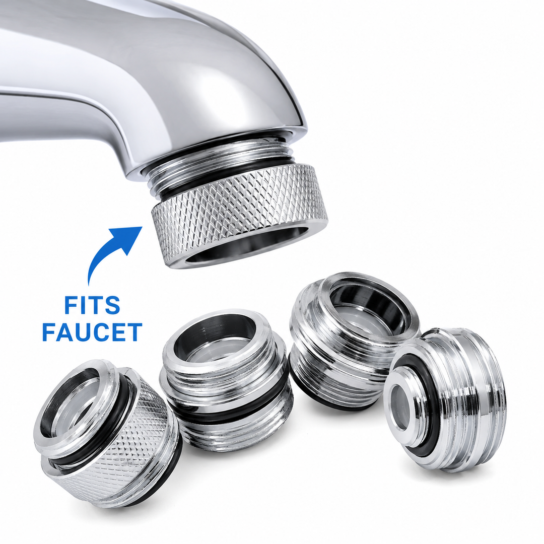 Universal faucet aerator adapter converters with rubber gaskets and threaded fittings Bowlift
