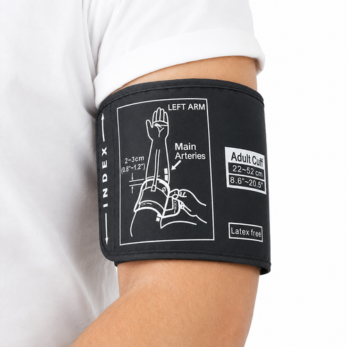 Adjustable adult upper-arm blood pressure cuff with latex free durable nylon sleeve Bowlift