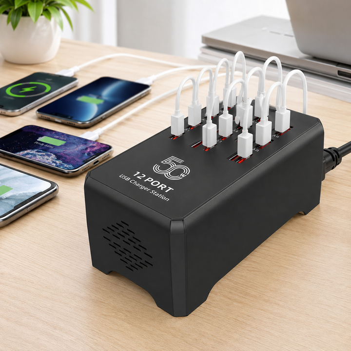 Multi-port high-speed USB charging station with intelligent power distribution Bowlift