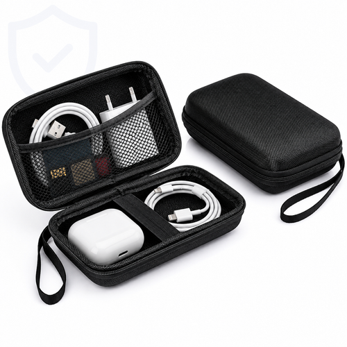Compact hard-shell travel electronics organizer case Bowlift