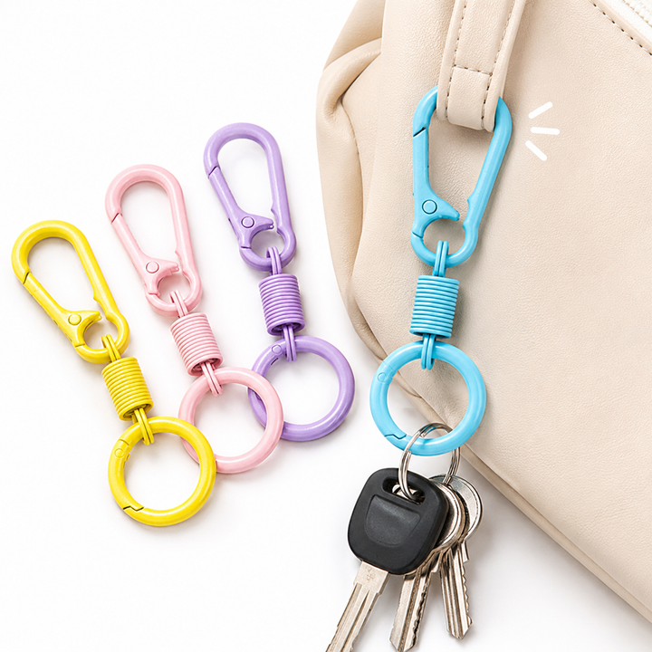 Durable silicone-coated carabiner keyring set with retractable coil Bowlift