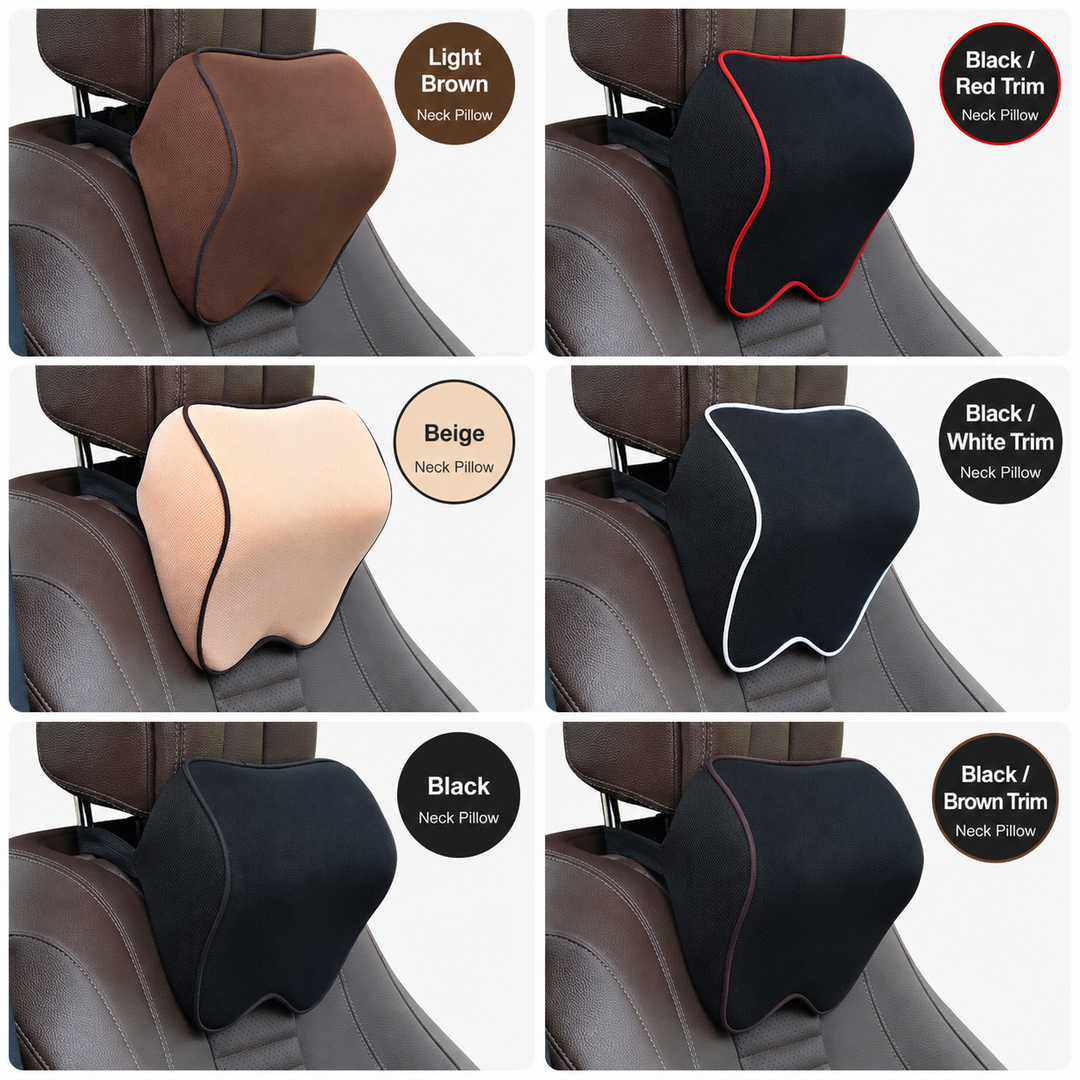Contoured memory foam car headrest support pillow with breathable mesh cover Bowlift