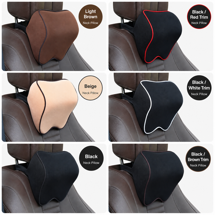 Contoured memory foam car headrest support pillow with breathable mesh cover Bowlift