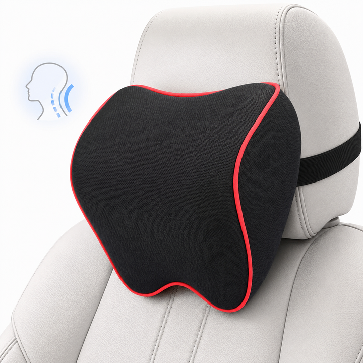 Contoured memory foam car headrest support pillow with breathable mesh cover Bowlift