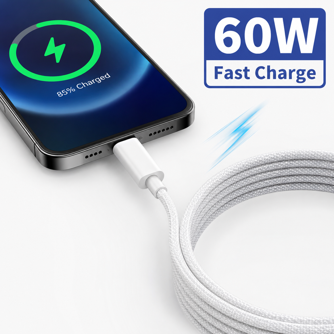 Braided USB-C to USB-A reinforced charging cable with nylon braid Bowlift