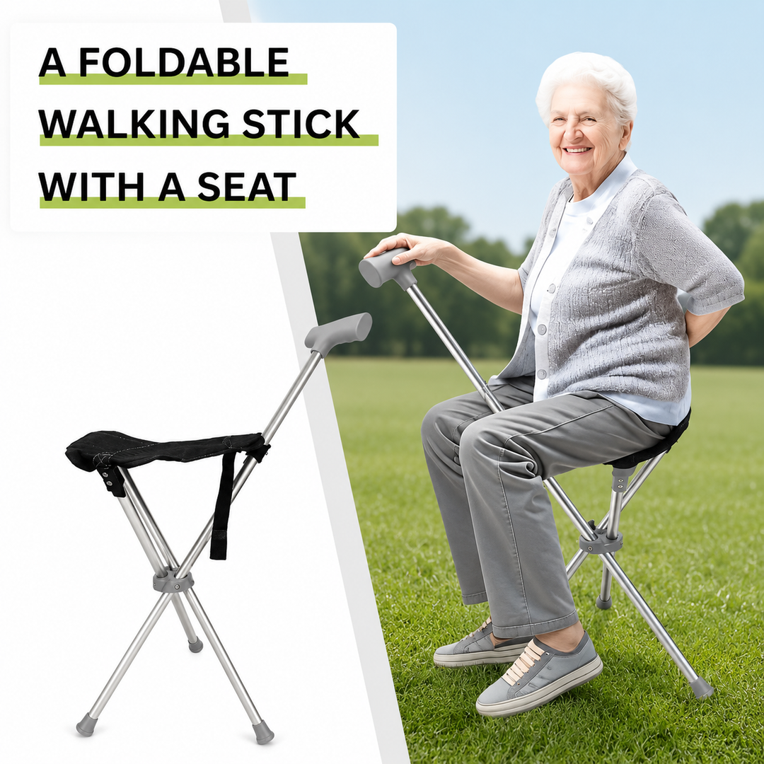 2-in-1 Walking Stick with Seat | Bowlift