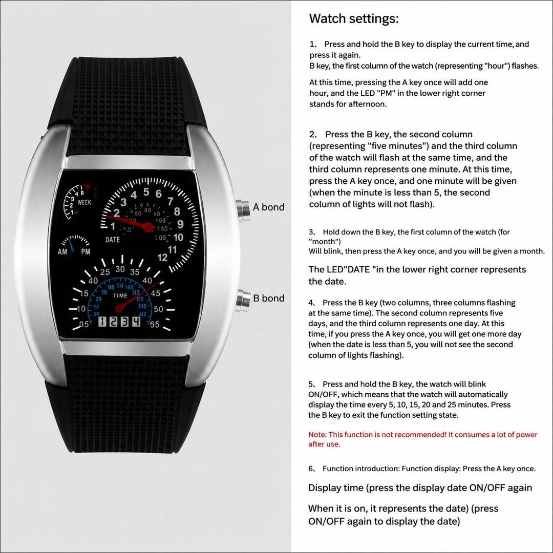Rennuhr LED Digital Sport Watch with Strap | Bowlift
