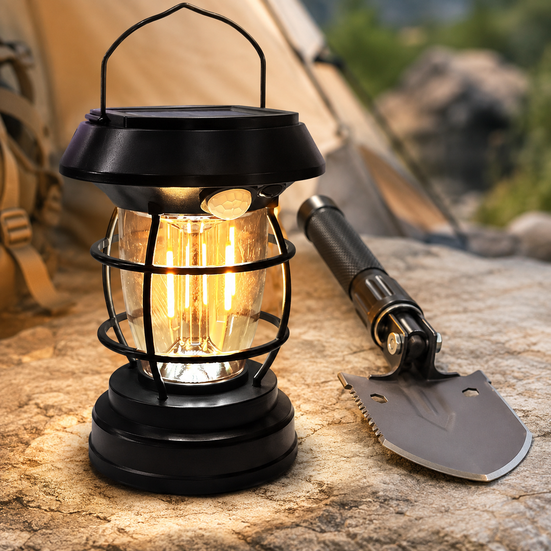 Solar Rechargeable LED Hanging Lantern with Motion Sensor and Wall Mount Bowlift