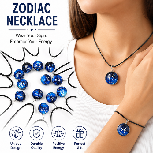 Zodiac Glass Dome Pendant Necklace on Braided Cord Bowlift