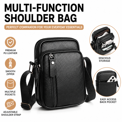 Compact Pebbled Leather Crossbody Organizer Pouch Bowlift