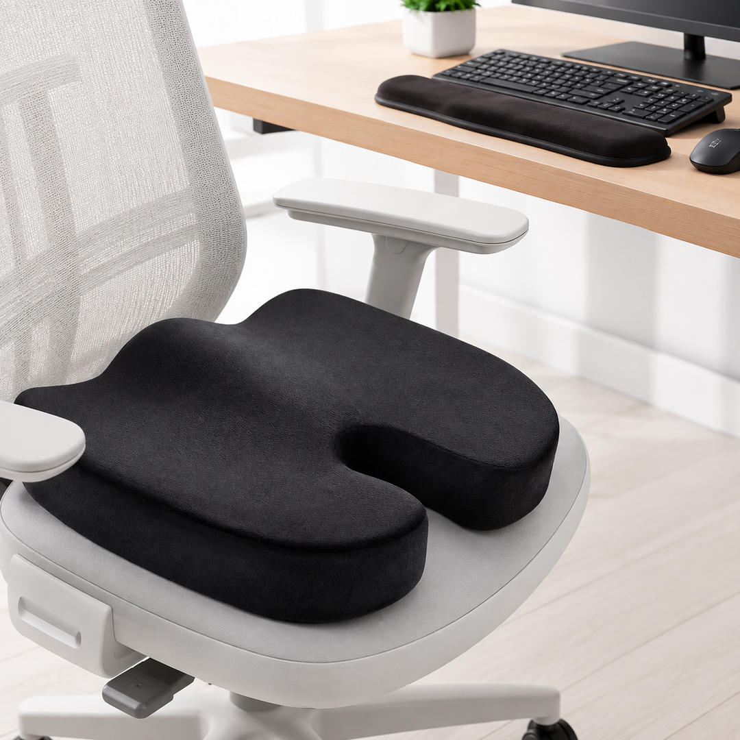 Ergonomic Memory Foam Coccyx Support Seat Cushion with Breathable Mesh Cover Bowlift