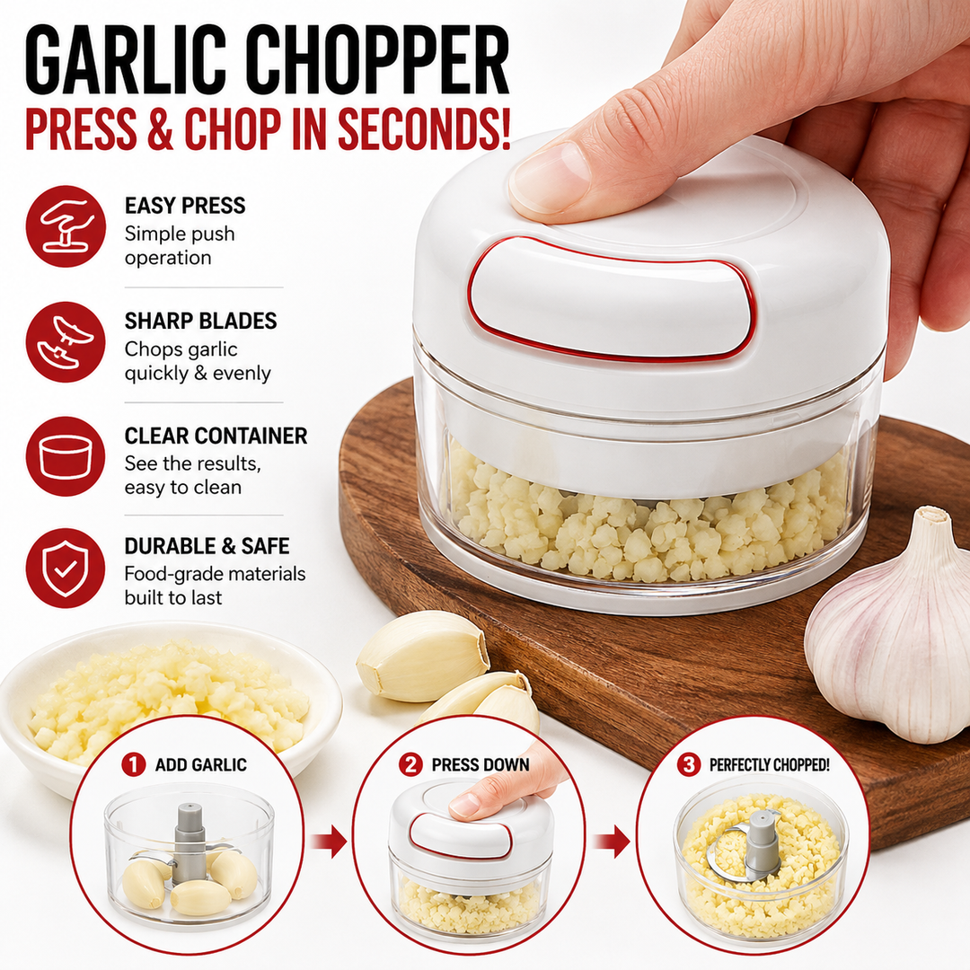 Compact Manual Food Chopper with Pull-String Multi-Blade Bowlift