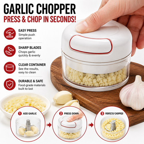 Compact Manual Food Chopper with Pull-String Multi-Blade Bowlift