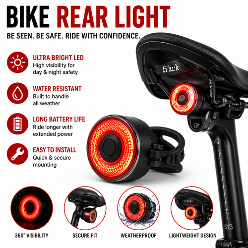 Bicycle Rear Safety Light with Quick-Release Saddle Clamp Bowlift