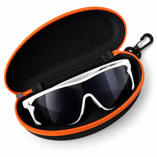 Hard-Shell Protective Sunglasses and Prescription Glasses Case with Zipper and Carabiner Bowlift