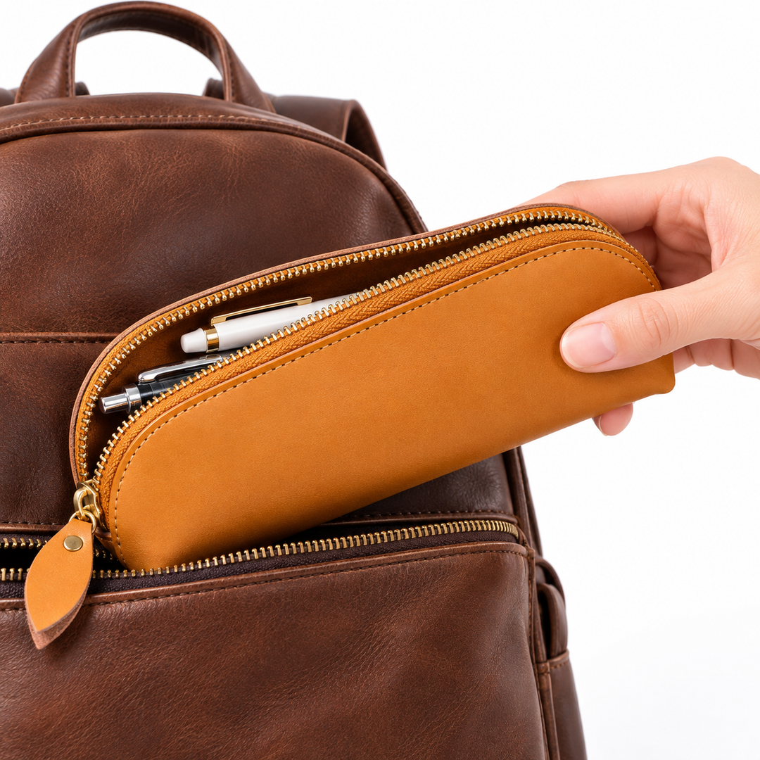 Slim Leather Zip Pencil Case and Eyewear Sleeve Bowlift