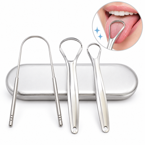Stainless Steel Long-Handle Ergonomic Tongue Cleaner Bowlift