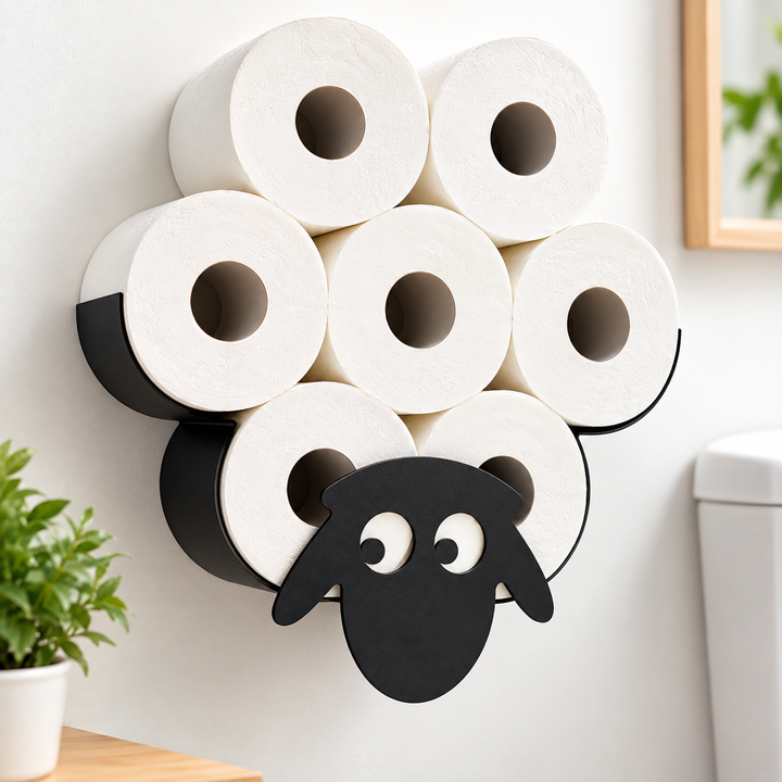 Decorative Wall-Mounted Sheep Toilet Paper Organizer and Multi-Roll Dispenser Bowlift