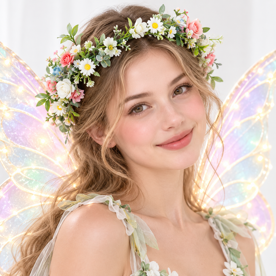 Handmade Romantic Artificial Flower Crown Headband for Bridal and Festival Bowlift
