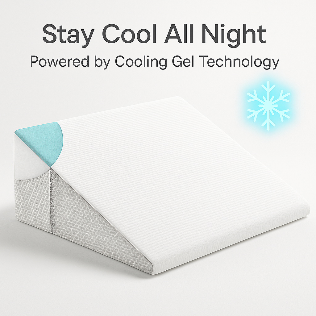 BowLift | Deluxe Inclined Wedge Support Pillow | Cooling Gel Memory Foam, Removable Cover & Ideal for Back Pain Relief and Acid Reflux