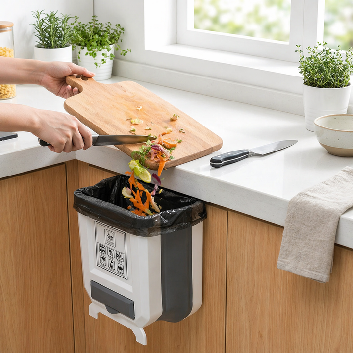 Foldable kitchen trash can for countertop | Bowlift