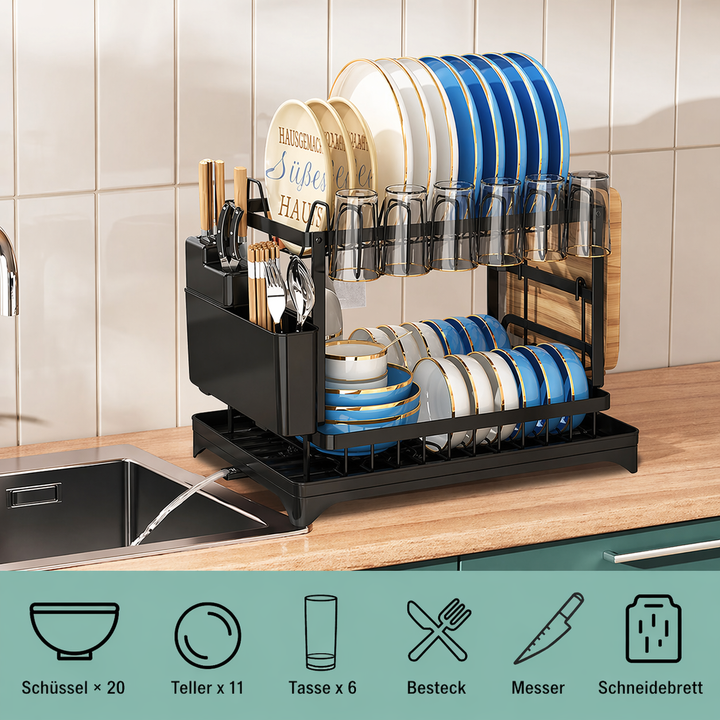 Premium 2-layer dish rack for the kitchen | Bowlift