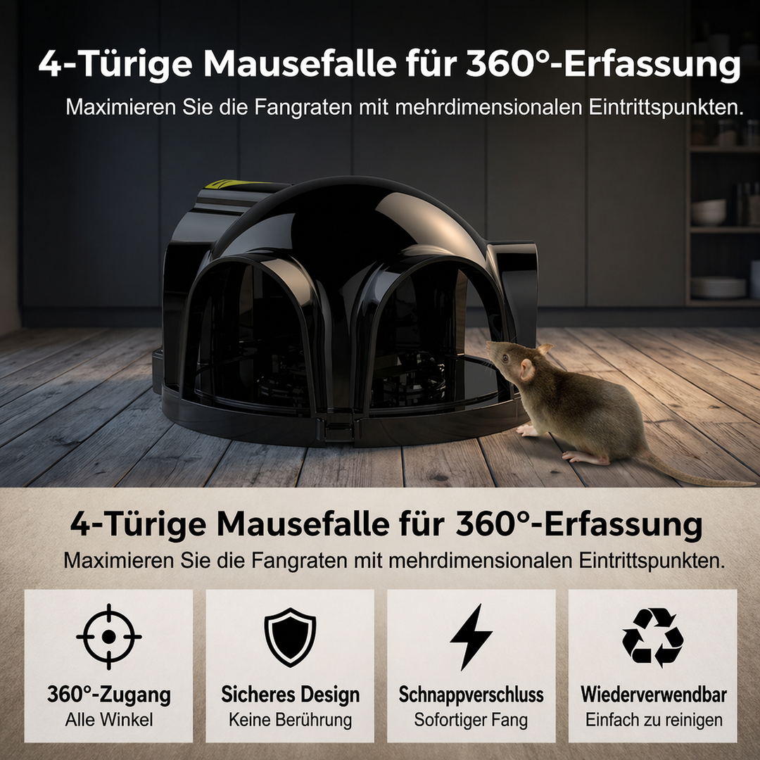 Reusable mouse trap with 4 doors | Bowlift