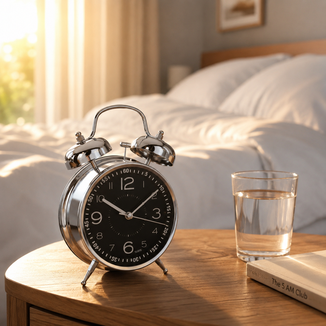 Retro Alarm Clock with Double Bell Silver Chrome | Bowlift
