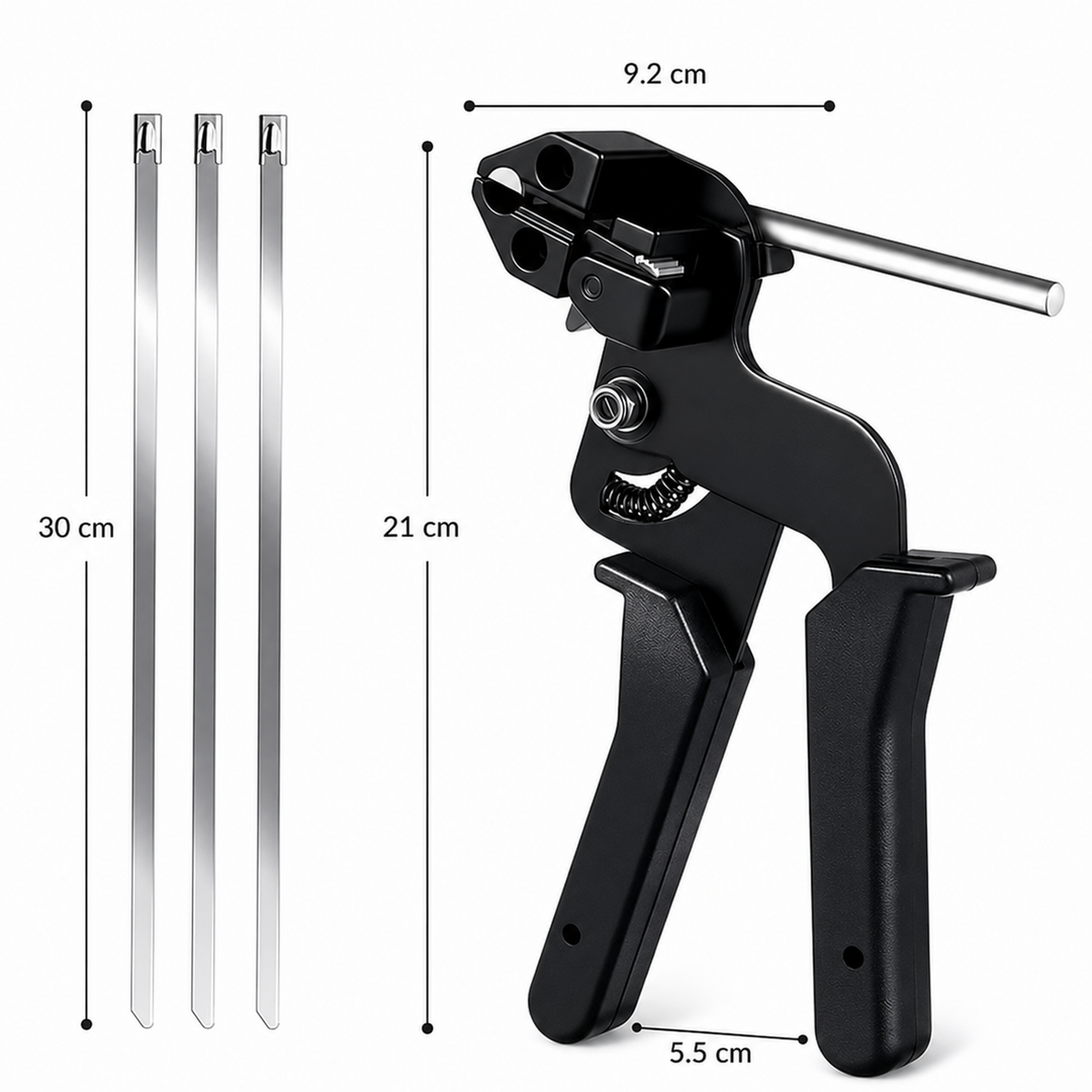 Stainless steel cable tie gun with 100 cable ties | Bowlift