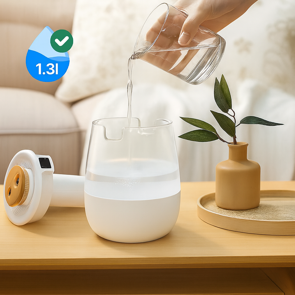 Quiet Night-Light Mode – 1300 ml Tank – Dry Air Relief for Bedroom & Nursery Bowlift