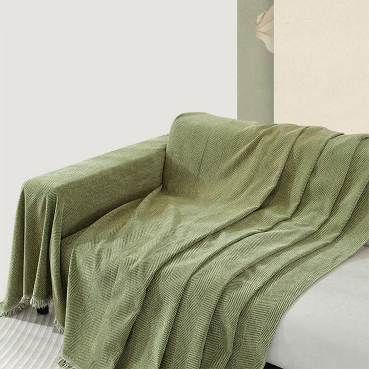 BowLift | Chenille Blanket Herringbone Tassel Couch Cover
