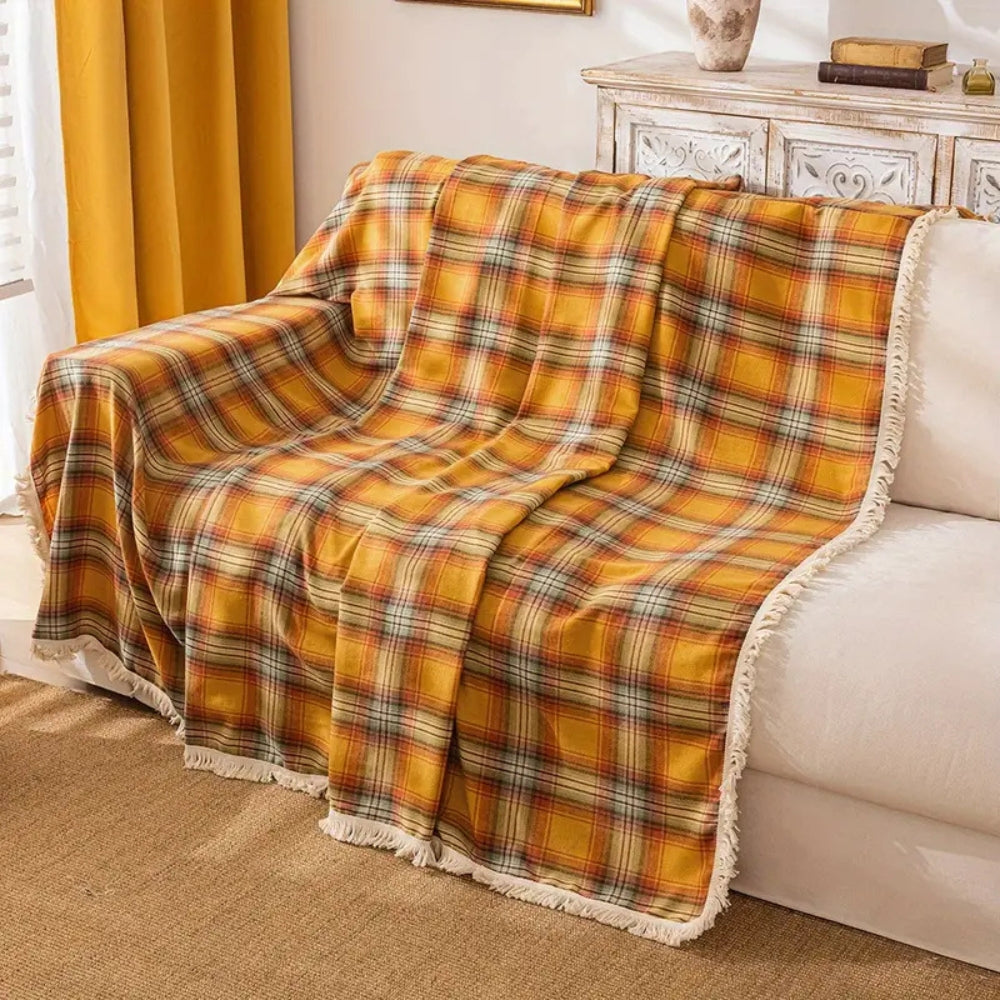 BowLift | Autumn Chestnut Plaid Sofa Cover