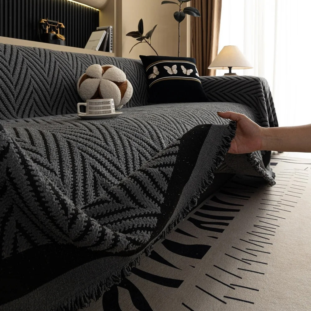 BowLift | Chevron Herringbone Tassel Sofa Cover