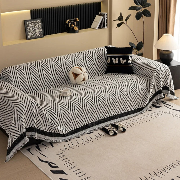 BowLift | Chevron Herringbone Tassel Sofa Cover
