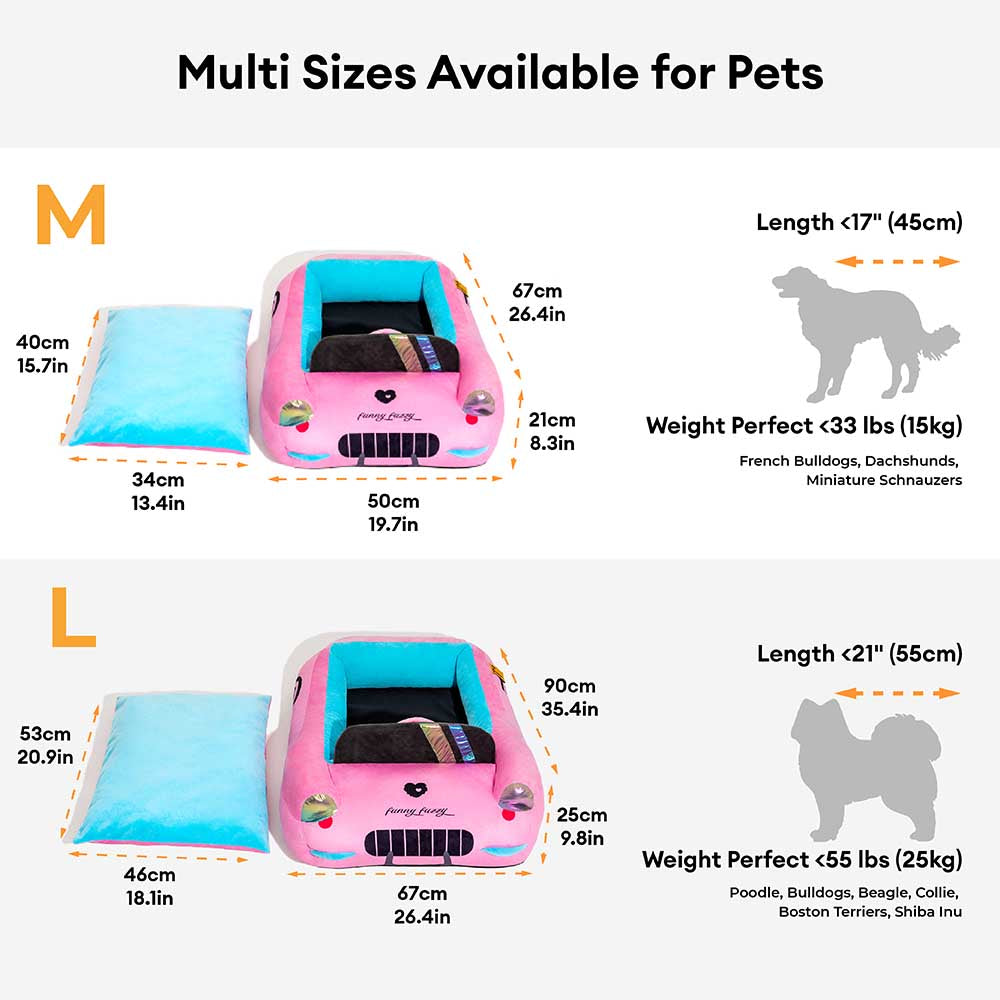 BowLift | FurElegance Classic Convertible Race Car Bed | Luxury bolster dog bed for stylish comfort and support