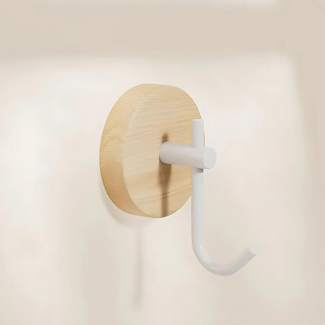 BowLift | Chic Round Self-Adhesive Timber Wall Hook Piece