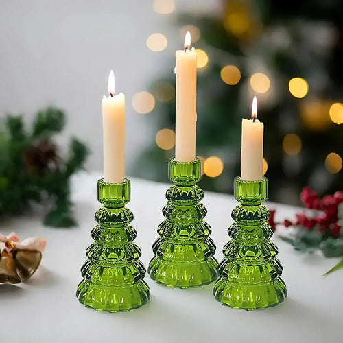BowLift | Christmas Tree Glass Candle Holder | 3pcs Set