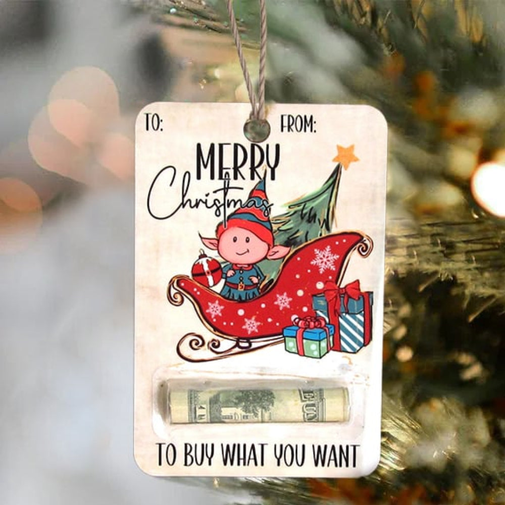 BowLift | Christmas Cards Wooden Money Holder Ornament Decoration