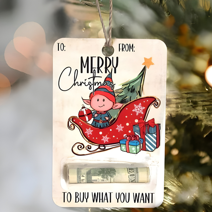BowLift | Christmas Money Holder Wooden Gift Card Ornament Decoration