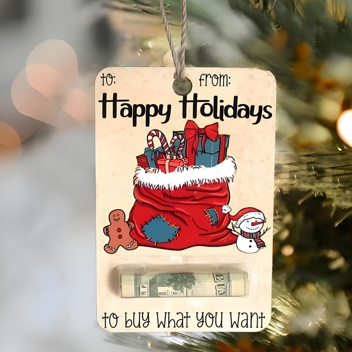 BowLift | Christmas Money Holder Wooden Gift Card Ornament Decoration