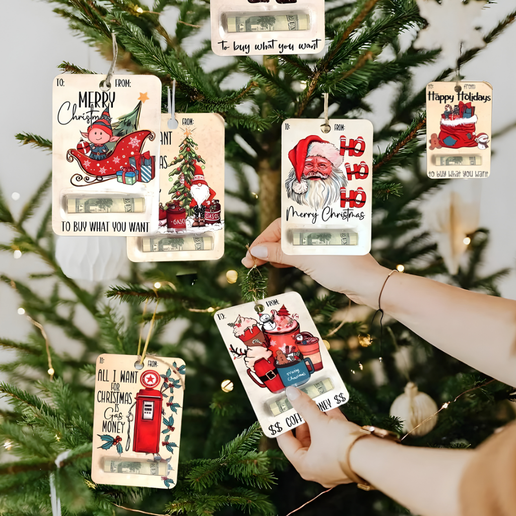 BowLift | Christmas Money Holder Wooden Gift Card Ornament Decoration