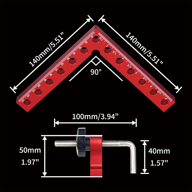 BowLift | 4 Pack 90 Degree Positioning Squares, 5.5" x 5.5"  Positioning Squares Right Angle Clamps for Picture Frames, Boxes, Cabinets or Drawers