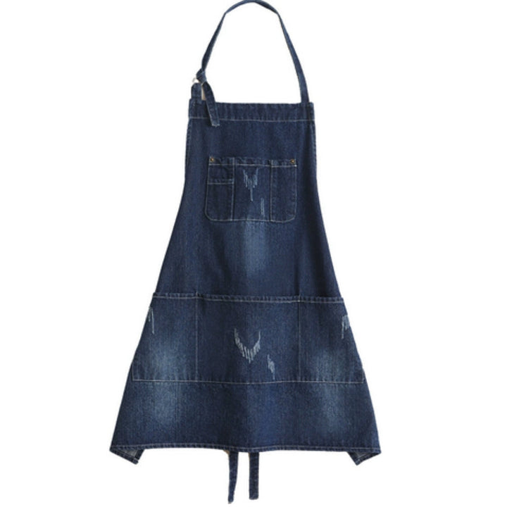 BowLift | Classic Blue Denim Apron with Front Pocket for Kitchen & Gardening
