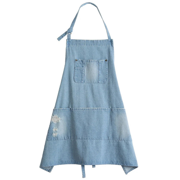 BowLift | Classic Blue Denim Apron with Front Pocket for Kitchen & Gardening