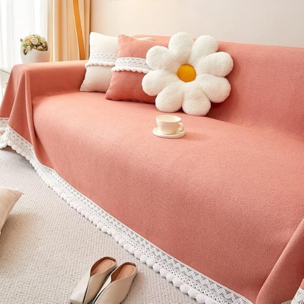 BowLift | Classic Chenille Lace Edge Sofa Cover